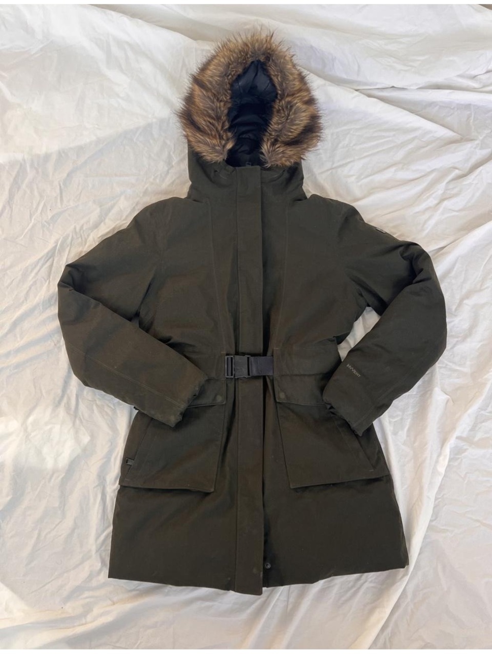 The North Face HyVent Women’s Dunagiri  parka with fur hood. Size M